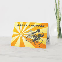 Ciclistas viales con retro Sunburst Bike Cumpleaño