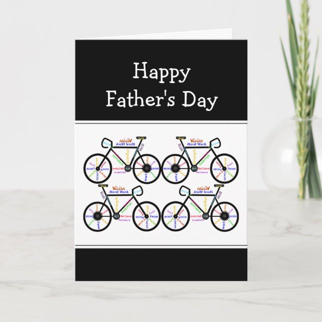 Tarjeta Ciclo de ciclismo en el día del padre, humor diver (Anverso)