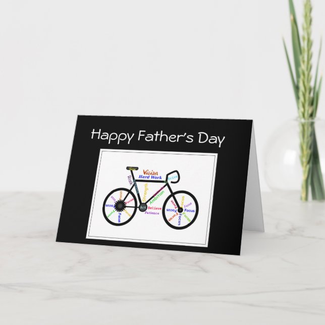 Tarjeta Ciclo de ciclismo en el día del padre, motivación  (Anverso)