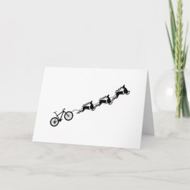 Tarjeta Ciclo de Navidades de renos en bicicleta de montañ