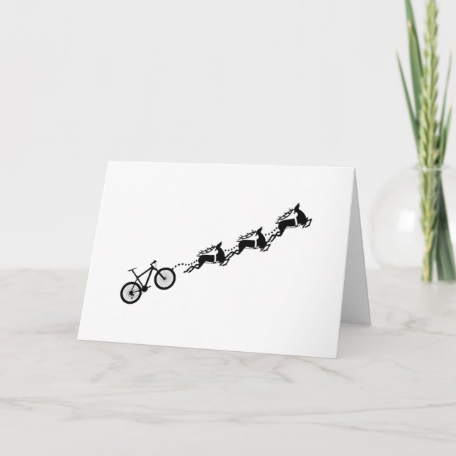 Tarjeta Ciclo de Navidades de renos en bicicleta de montañ (Anverso)