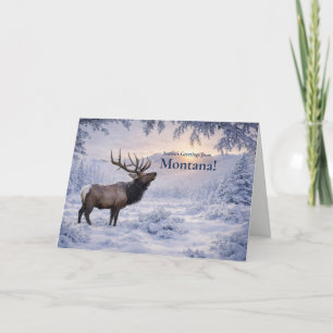 Tarjeta Ciego de Navidad de Montana Alce en la Nieve Hermo