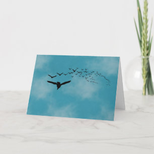 Tarjeta Cielo con pájaros pensando en ti