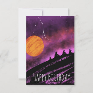 Tarjeta Cielo de tormenta Ilustración Púrpura Cumpleaños