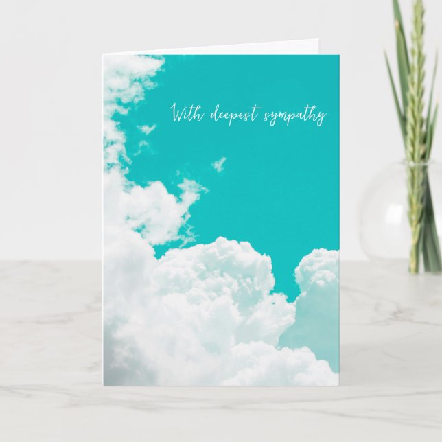 Tarjeta Cielo de Turquesa Nubes Con Sincerest Condolencias (Anverso)