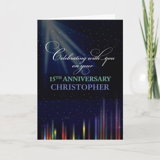 Tarjeta Cielo del 15° aniversario de los empleados, negro  (Anverso)