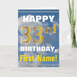 Tarjeta Cielo intrépido, nublado, 33ro cumpleaños del