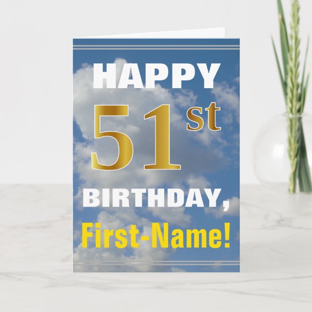 Tarjeta Cielo intrépido, nublado, 51.o cumpleaños del (Anverso)