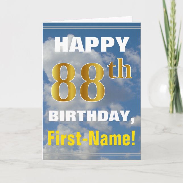 Tarjeta Cielo intrépido, nublado, 88.o cumpleaños del (Anverso)