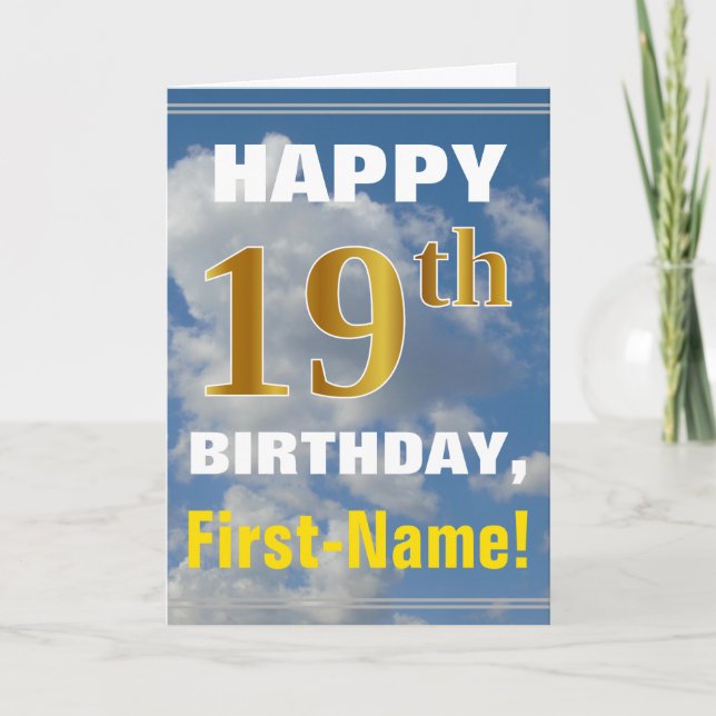 Tarjeta Cielo intrépido, nublado, diecinueveavo cumpleaños (Anverso)