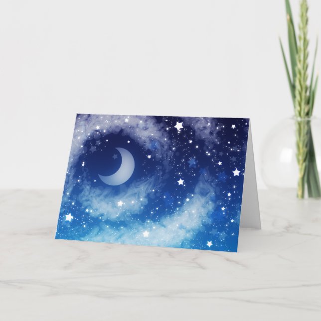 Tarjeta Cielo nocturno azul estrellado (Anverso)