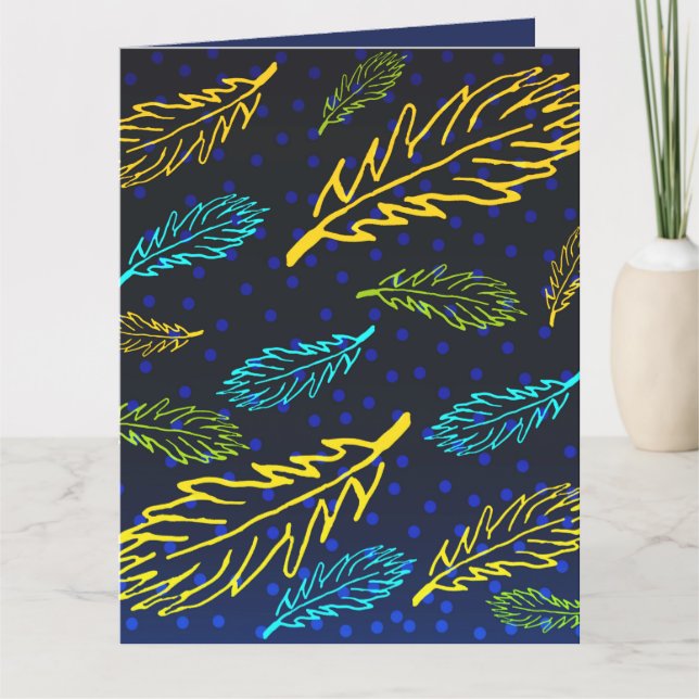 Tarjeta Cielo Nocturno Hojas de Otoño (Anverso)