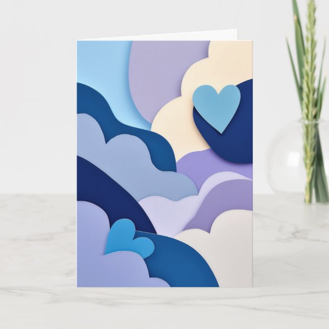 Tarjeta Cielos en capas Corazones (Anverso)