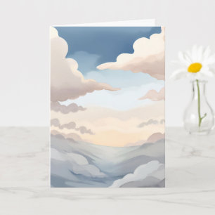 Tarjeta Cielos Nublados Nubes Azules Cielo Acuarela