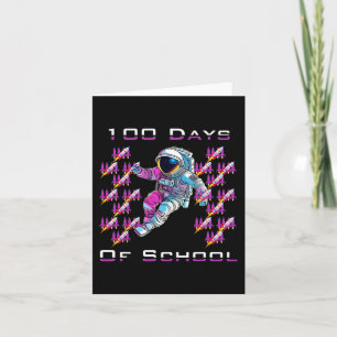Tarjeta Cien días de astronautas escolares y carrera espac