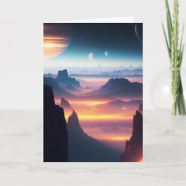 Tarjeta Ciencia ficción del planeta extranjero en el espac