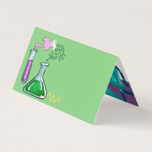 Tarjeta Científico Loco   Laboratorio  Verde y púrpura
