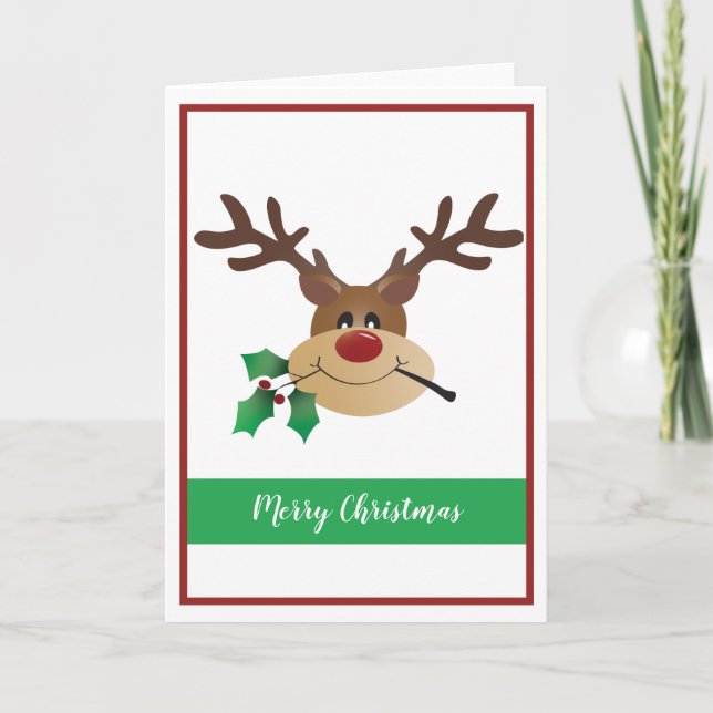 Tarjeta Cierno Cute Con Muérdago Feliz Navidad (Anverso)