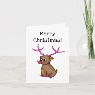 Tarjeta Cierno Rojo Adorable Reno - Feliz Navidad