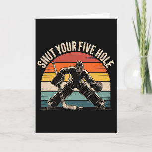 Tarjeta Cierra tu cinco agujero Retro portero de hockey