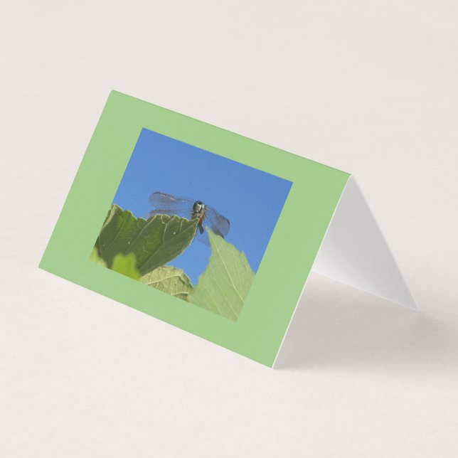 Tarjeta Cierre de una libélula contra un cielo azul brilla (Anverso)
