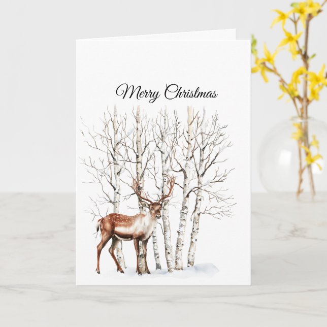 Tarjeta Ciervo Alce Navidad Crema (flor amarilla)