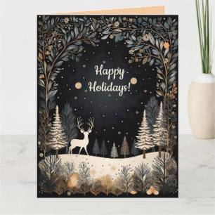 Tarjeta Ciervo Editable en los Bosques Felices Fiestas