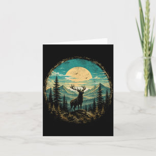 Tarjeta Ciervo luna bosque montaña explorador desierto