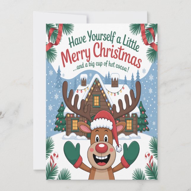 Tarjeta Ciervo Pequeña Feliz Navidad (Anverso)