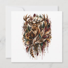 Tarjeta Ciervo Tribal Boho, Soñando con Ciervos