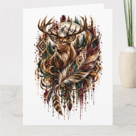 Tarjeta Ciervo Tribal Boho, Soñando con Ciervos