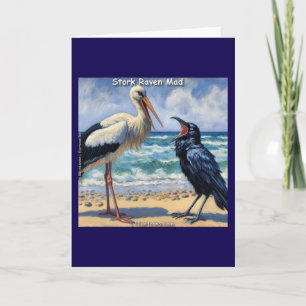 Tarjeta Cigüeña Cuervo Loca – Charla de Pájaros de Playa