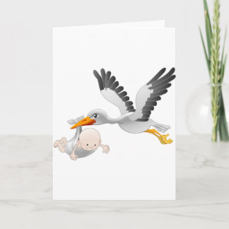 Tarjeta cigüeña y bebé