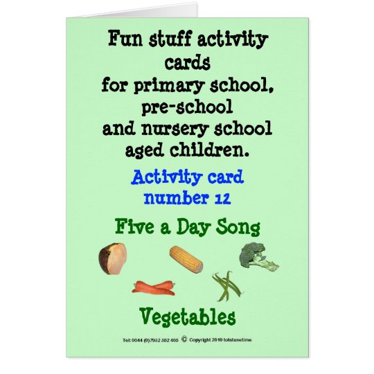 Tarjeta Cinco al día - verduras