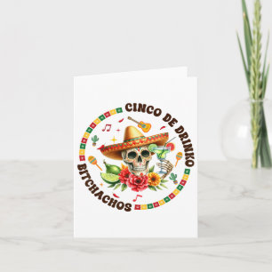 Tarjeta Cinco De Drinko Achos Diversión Calavera Esqueleto