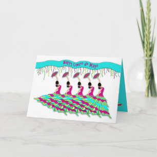 Tarjeta Cinco de Mayo, bailarina flamenca aislada de blanc