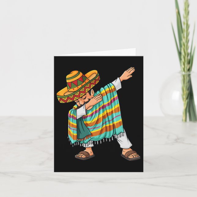 Tarjeta Cinco De Mayo Dabbing Poncho Sombrero Funny Mexica (Anverso)