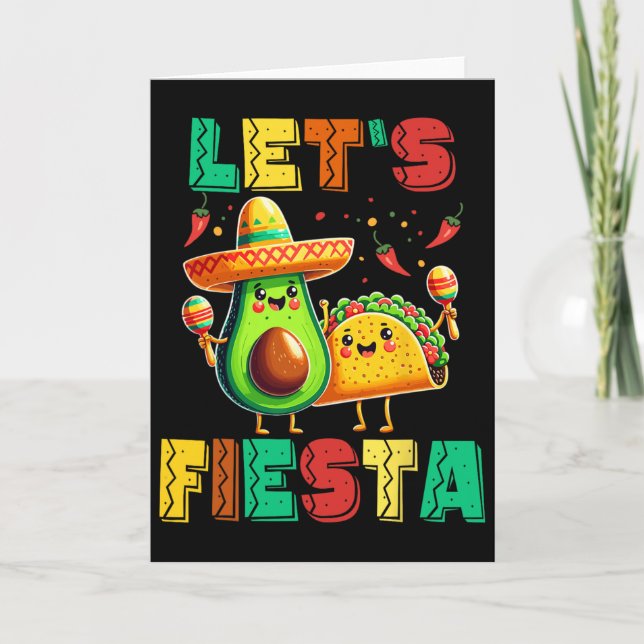 Tarjeta Cinco De Mayo Fiesta De Aguacate Y Tacos Cinco (Anverso)
