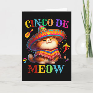 Tarjeta Cinco De Mayo Miau Gato Lindo Amante Vamos Fiesta