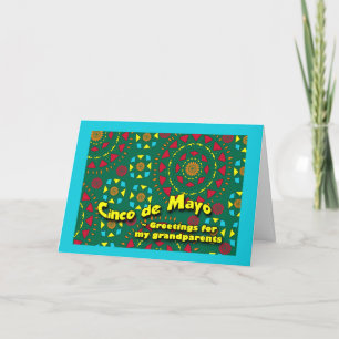 Tarjeta Cinco de Mayo para abuelos, colorido mosaico