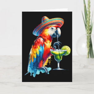 Tarjeta Cinco De Mayo Sombrero Mexicano Loro Bebiendo Un M
