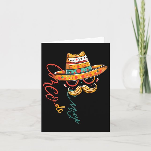 Tarjeta Cinco De Mayo Sombrero Mustache Gles Face Design F (Anverso)