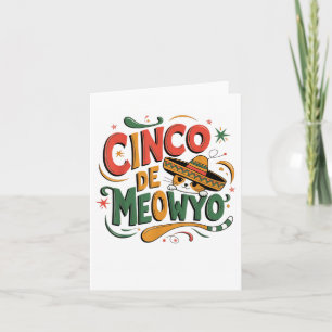 Tarjeta Cinco De Meow Funny Gato Sombrero Fiesta Humor Gat