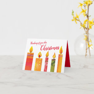 Tarjeta Cinco velas encendidas arte de papel navidad