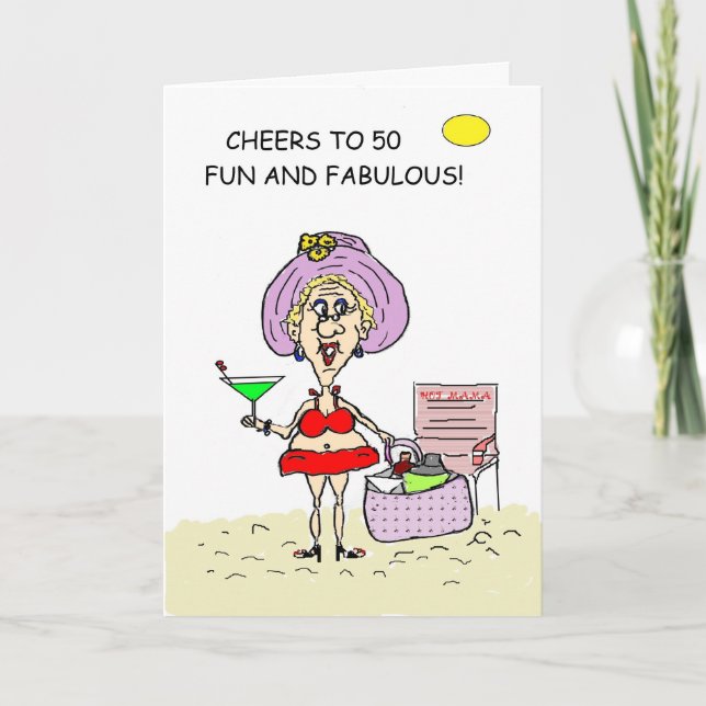 TARJETA CINCUENTA, DIVERTIDA Y FABULOSA MAMÁ CUMPLEAÑOS (Anverso)