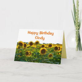 Tarjeta Cindy Happy Birthday Sunflower Field