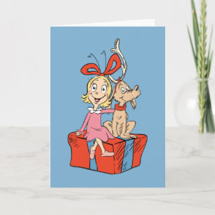 Tarjeta Cindy Lou Quién y Max en un Regalo