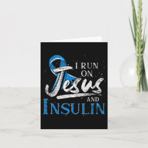 Tarjeta Cinta Azul Que Corro Sobre Jesús E Insulina Diabet