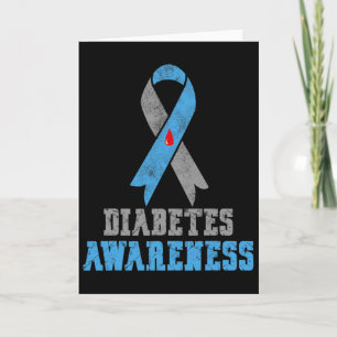 Tarjeta Cinta azul y gris vintage de concienciación sobre 