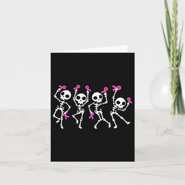 Tarjeta Cinta Cáncer de Mama Sensibilización Skeleton Muje (Anverso)